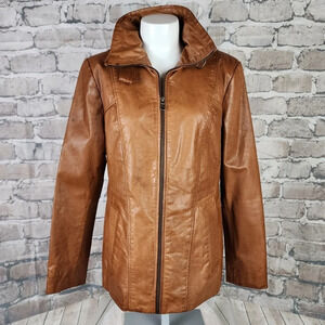 Marc New York Marc Anthony  Leather Jacket Zip Front Caramel Size Large